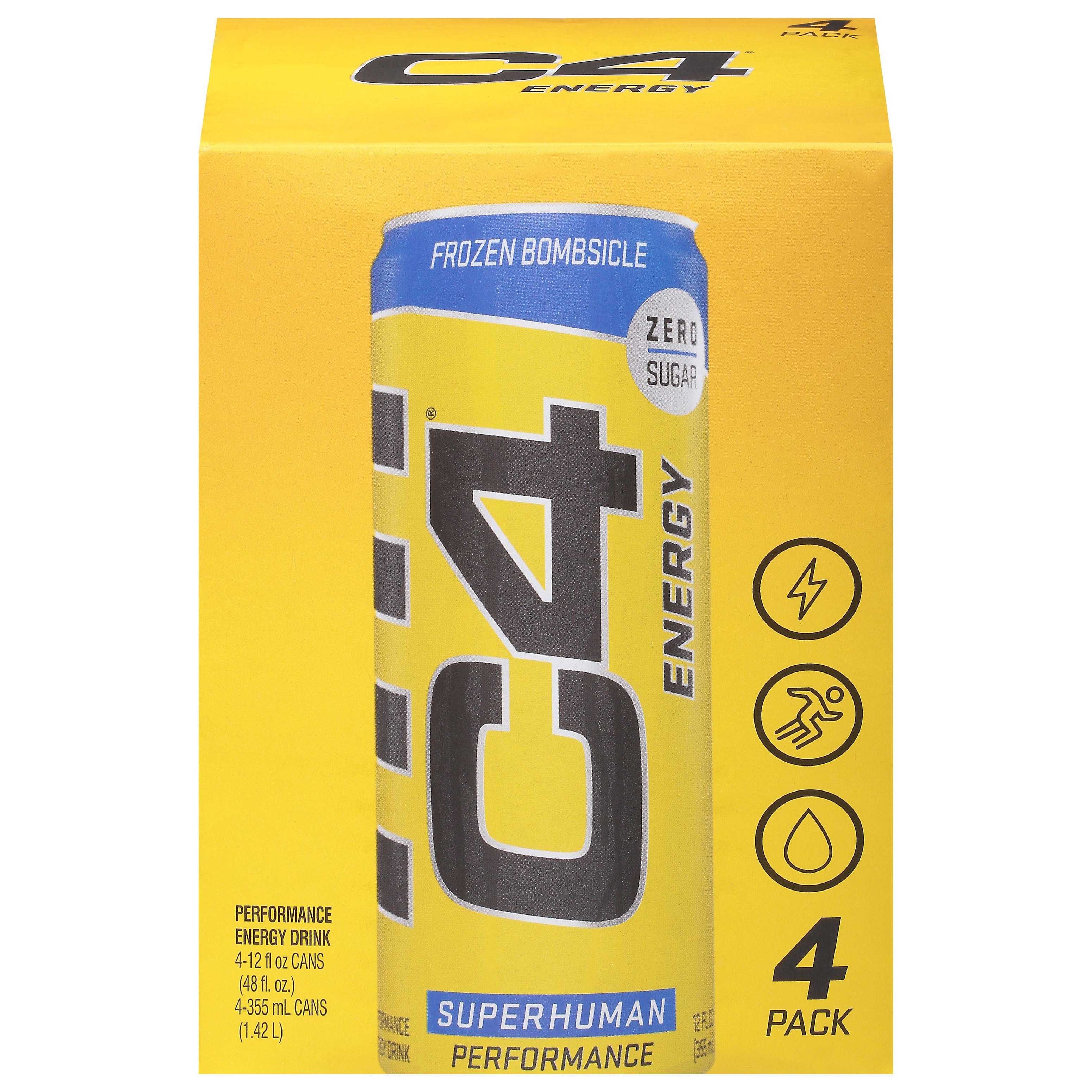 Cellucor C4 Zero Sugar Energy Drink 4 pk Cans Frozen Bombsicle Shop