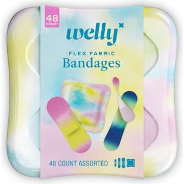 Welly Flex Fabric Colorwash Bandages - Assorted Sizes, 48 ct