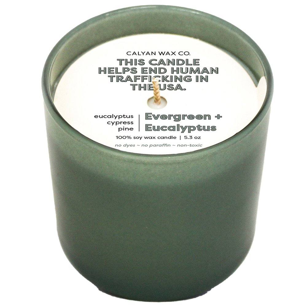 Calyan Wax Co. 100% Soy Wax Candle - Evergreen + Eucalyptus, 5.3 oz