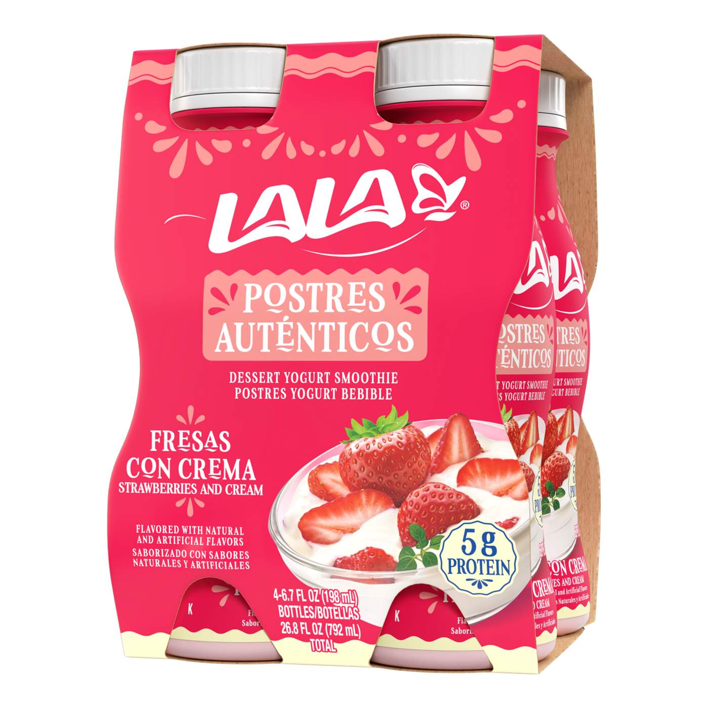 LALA Strawberries & Cream Yogurt Smoothie 6.7 oz Bottles; image 1 of 5