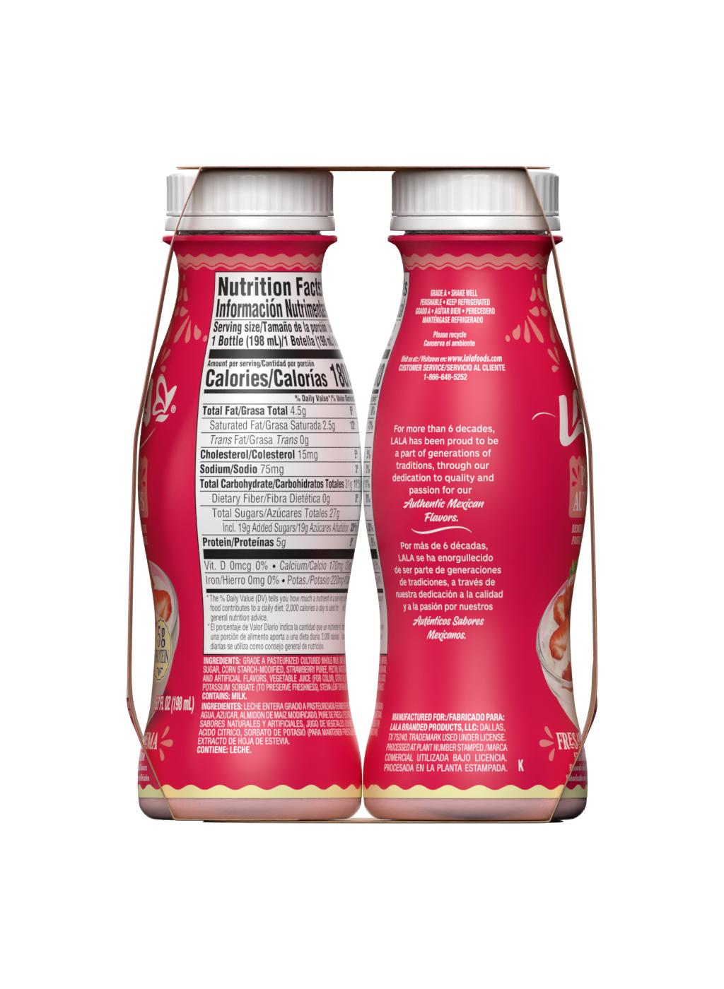 LALA Strawberries & Cream Yogurt Smoothie 6.7 oz Bottles - Shop Yogurt ...