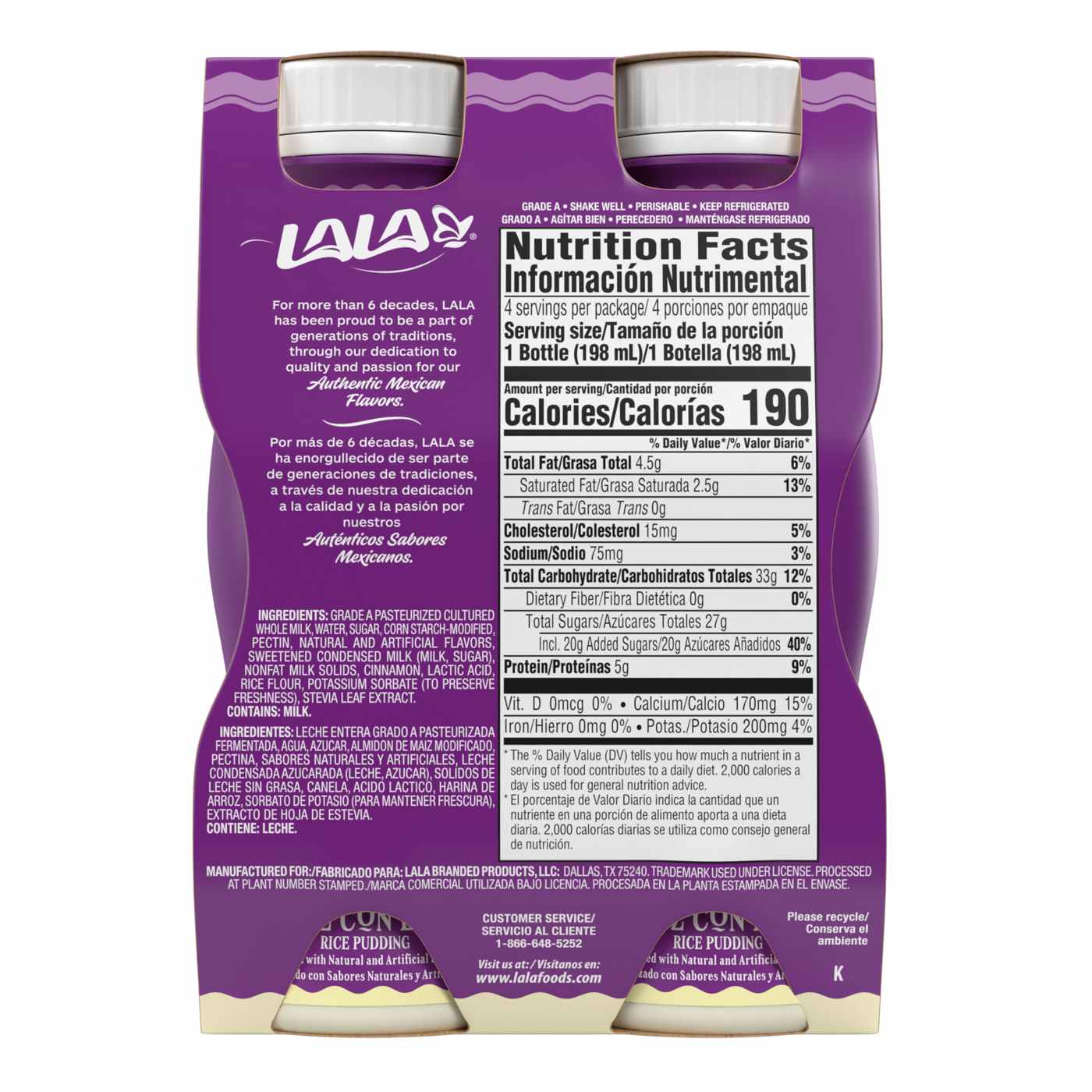 LALA Rice Pudding Yogurt Smoothie 6.7 oz Bottles - Shop Yogurt at H-E-B