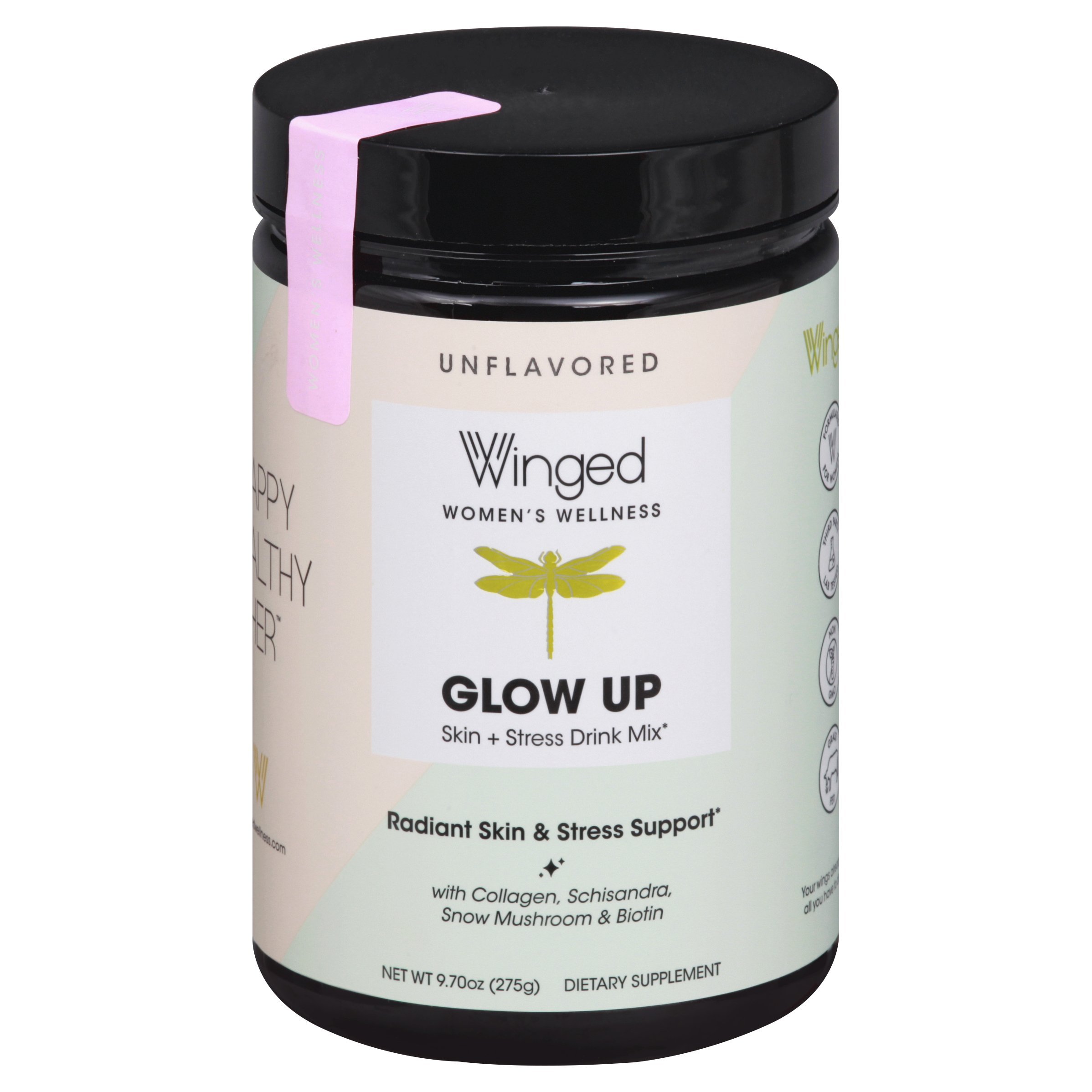 Winged Women's Wellness Glow Up Skin Stress Drink Mix Shop
