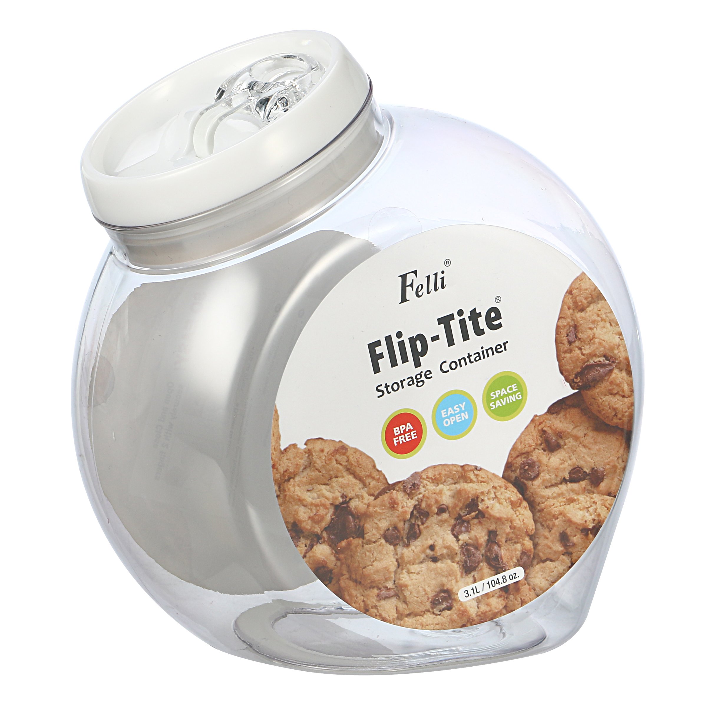 Felli Clear Flip-Tite Cookie Jar Container