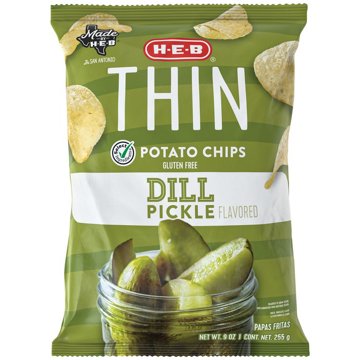 H-E-B Thin Potato Chips - Dill Pickle, 9 oz