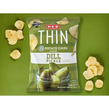 H-E-B Thin Potato Chips - Dill Pickle, 9 oz