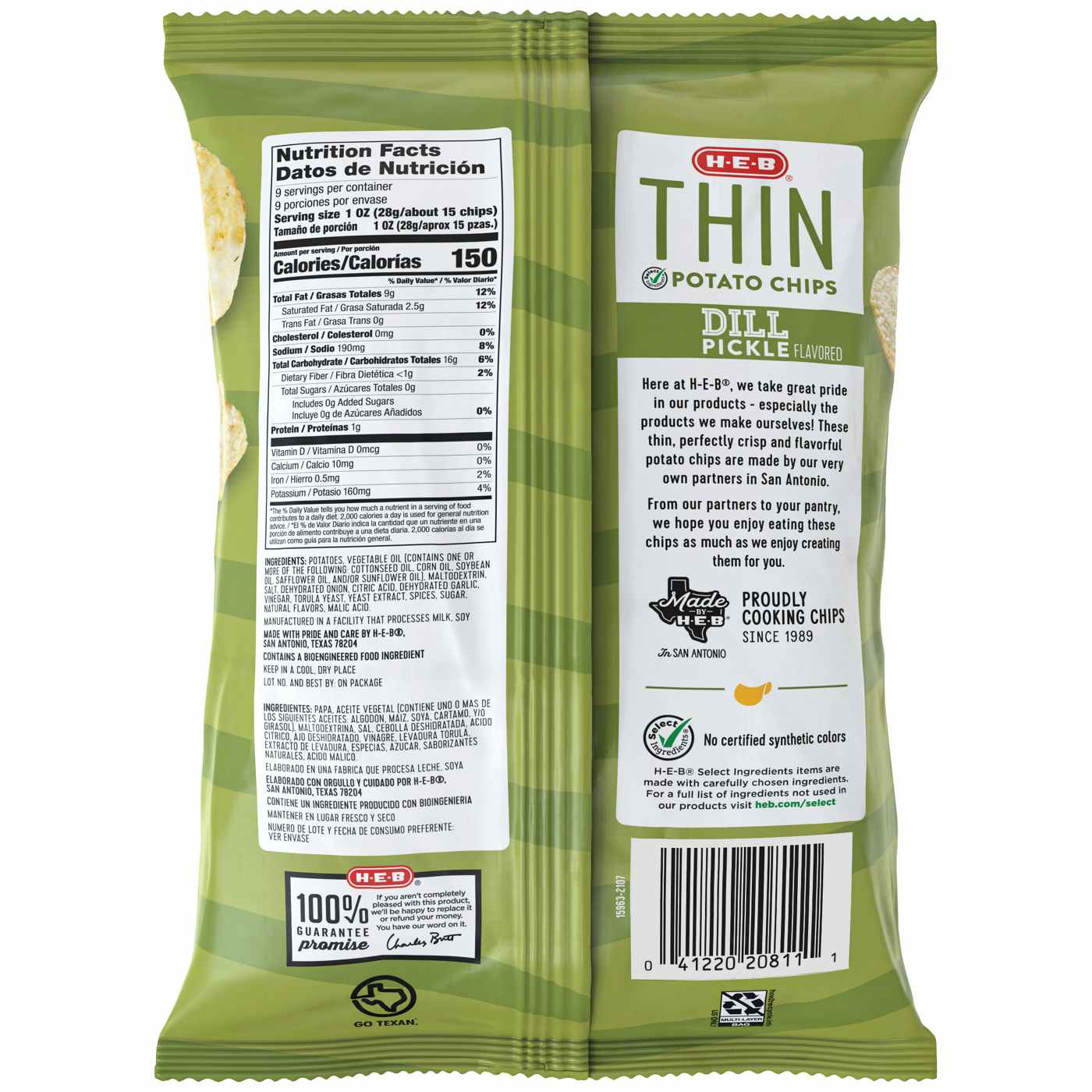 H-E-B Thin Potato Chips - Dill Pickle; image 3 of 3
