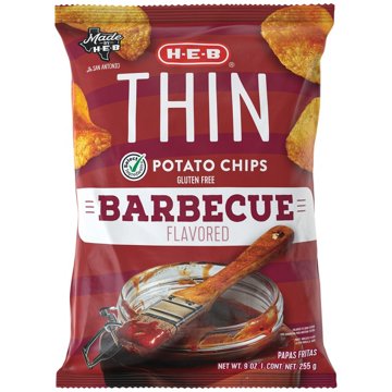 H-E-B Thin Potato Chips - Barbecue, 9 oz