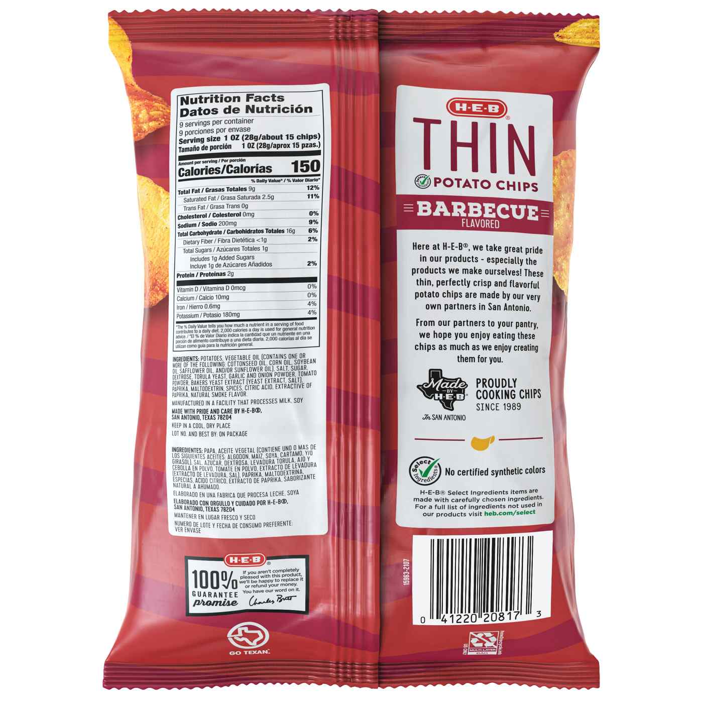 H-E-B Thin Potato Chips - Barbecue; image 2 of 2