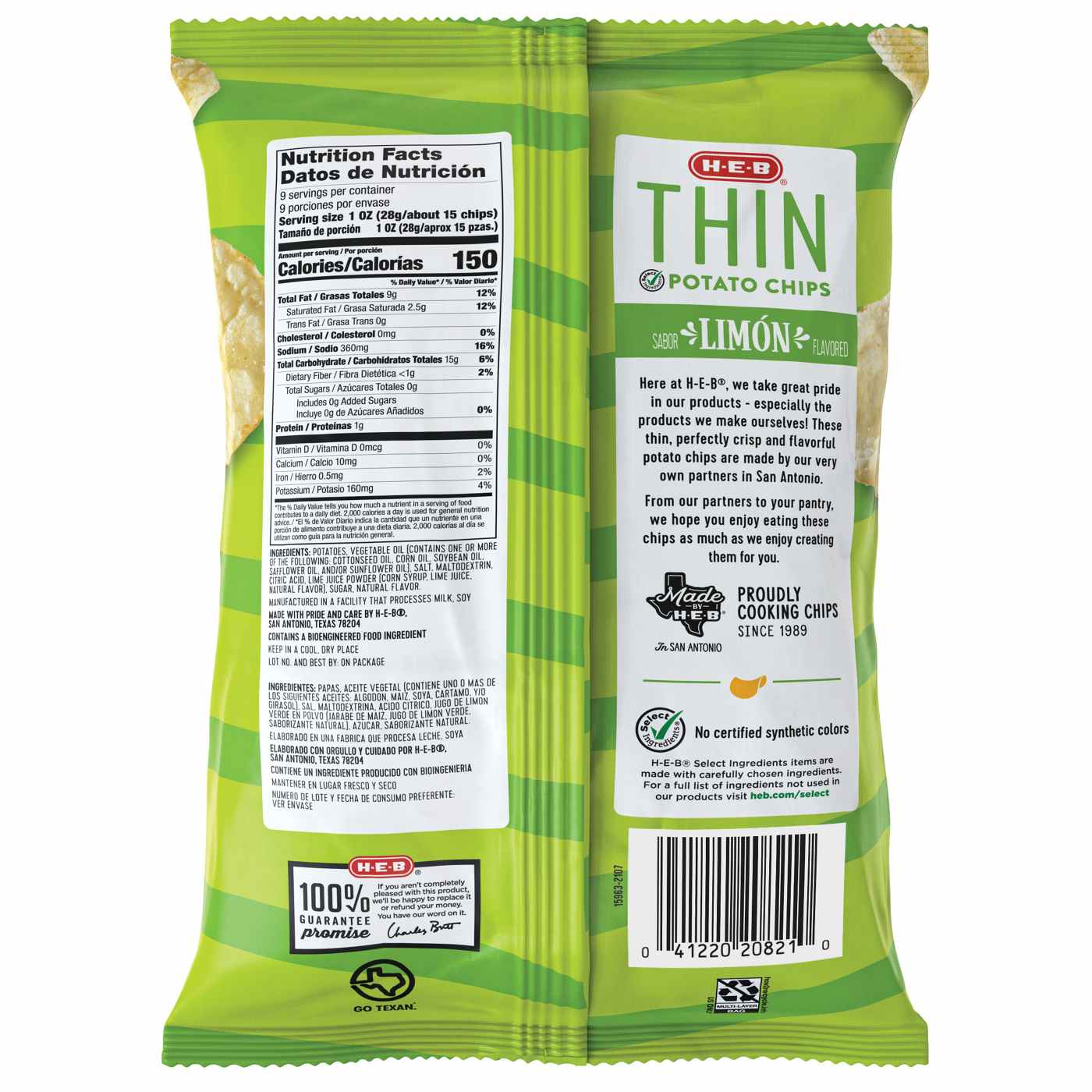 H-E-B Thin Potato Chips – Limón; image 2 of 2