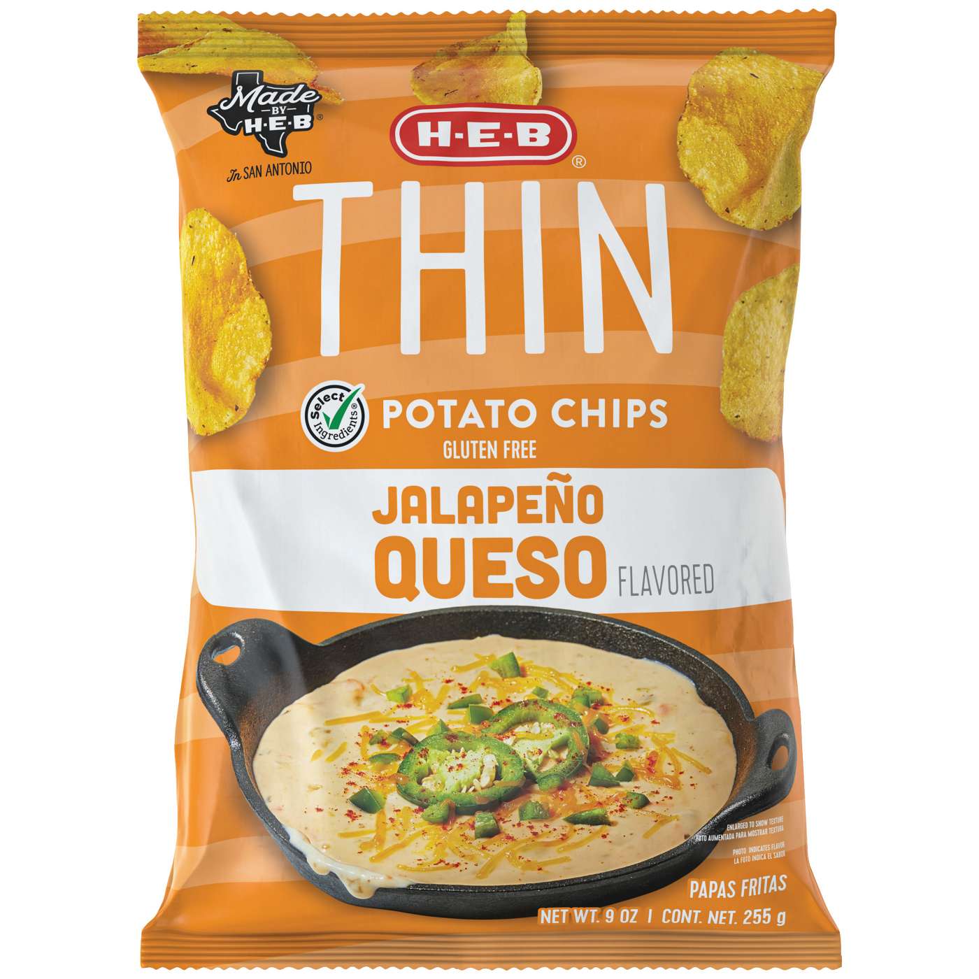 H-E-B Thin Potato Chips - Jalapeño Queso; image 1 of 3