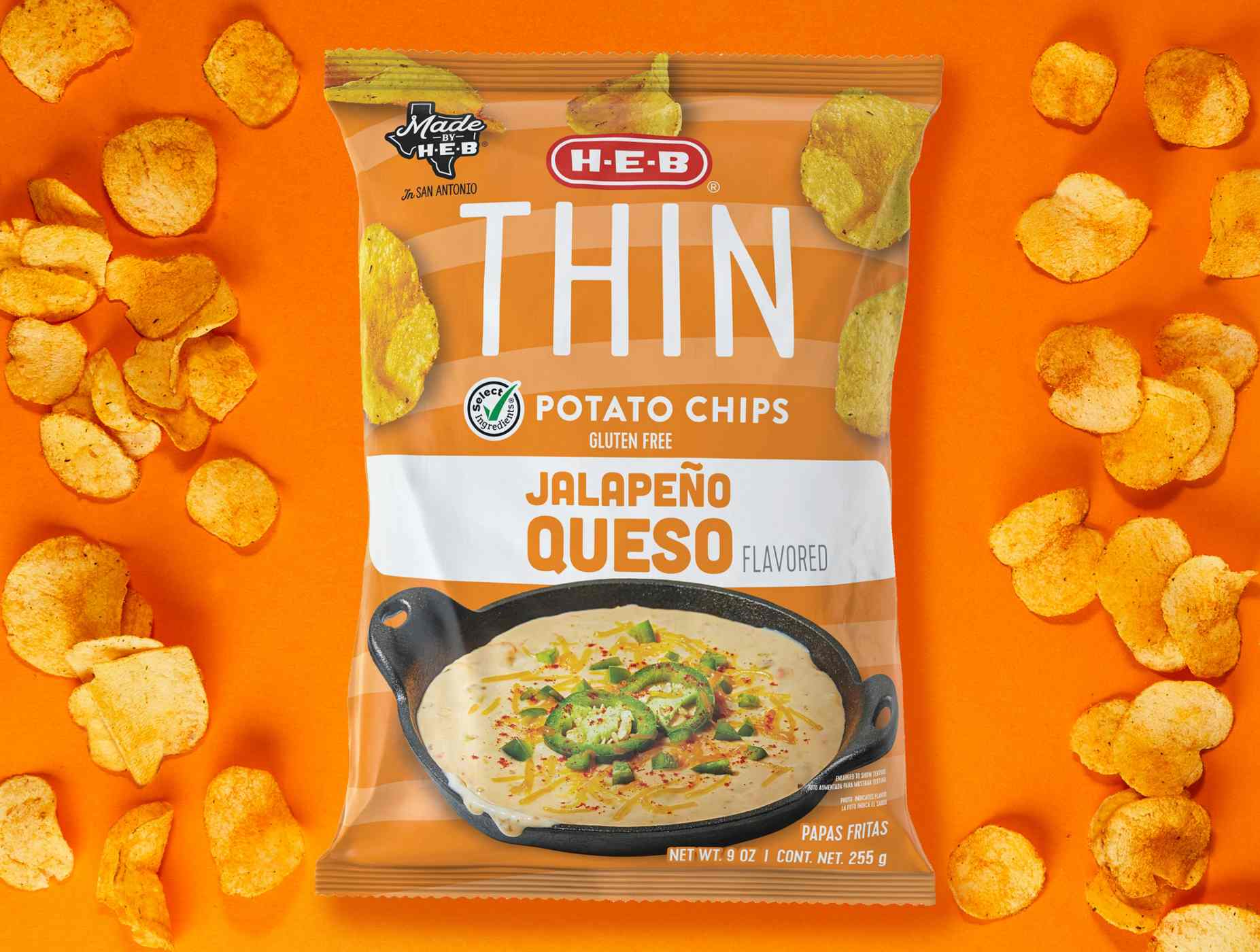 H-E-B Thin Potato Chips - Jalapeño Queso; image 2 of 3