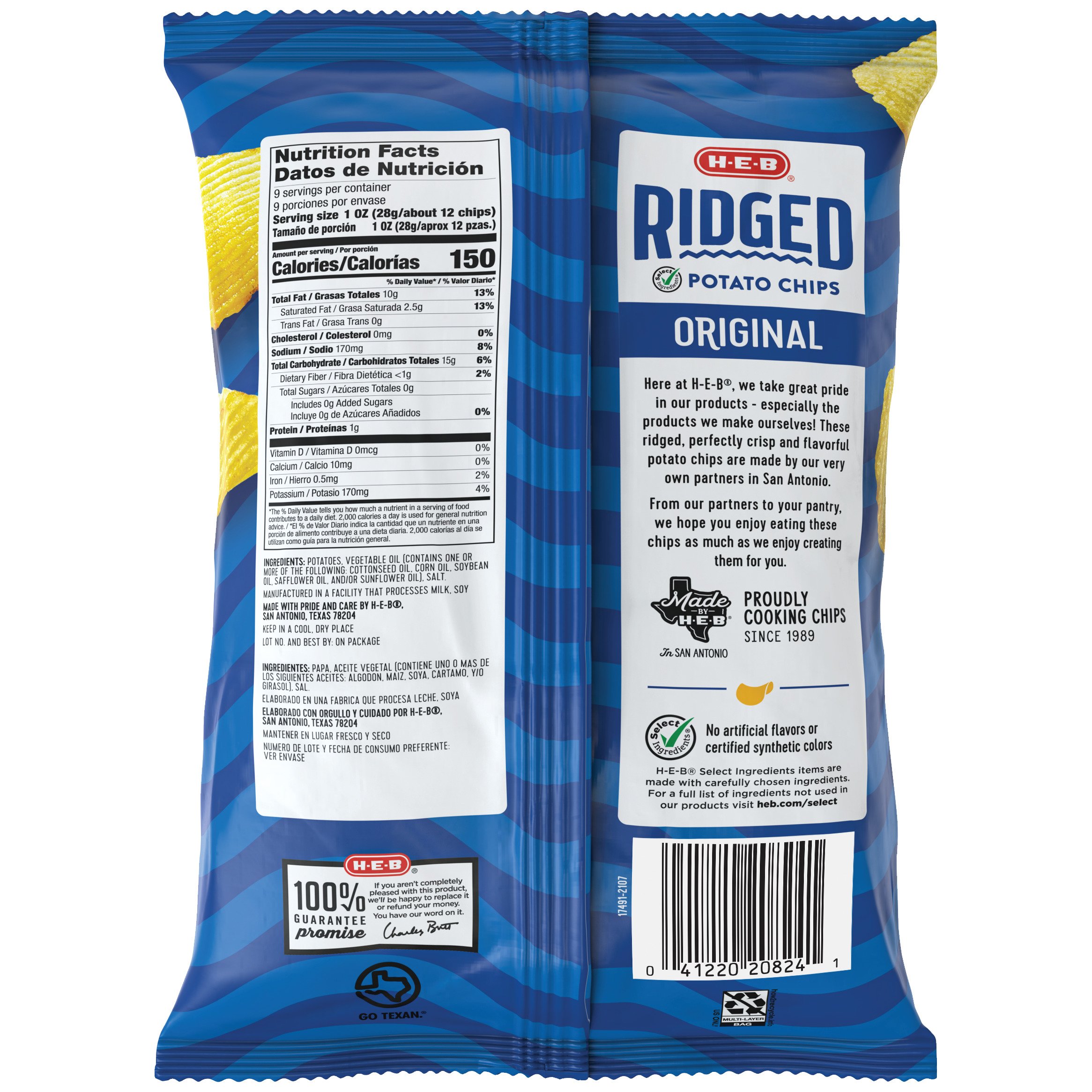 H-E-B Ridged Potato Chips - Original - Shop Chips At H-E-B