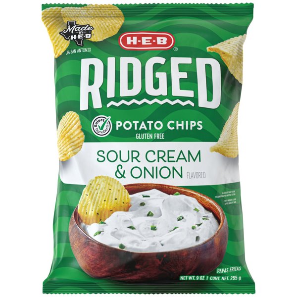 H-E-B Ridged Potato Chips – Sour Cream & Onion, 9 oz