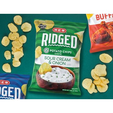 H-E-B Ridged Potato Chips – Sour Cream & Onion, 9 oz