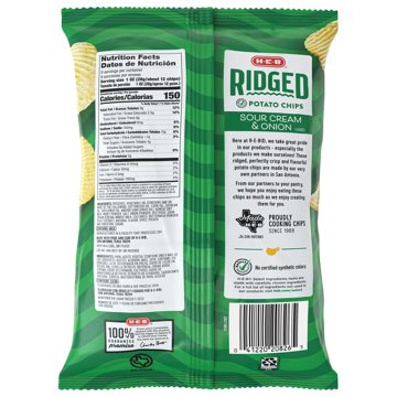 H-E-B Ridged Potato Chips – Sour Cream & Onion, 9 oz