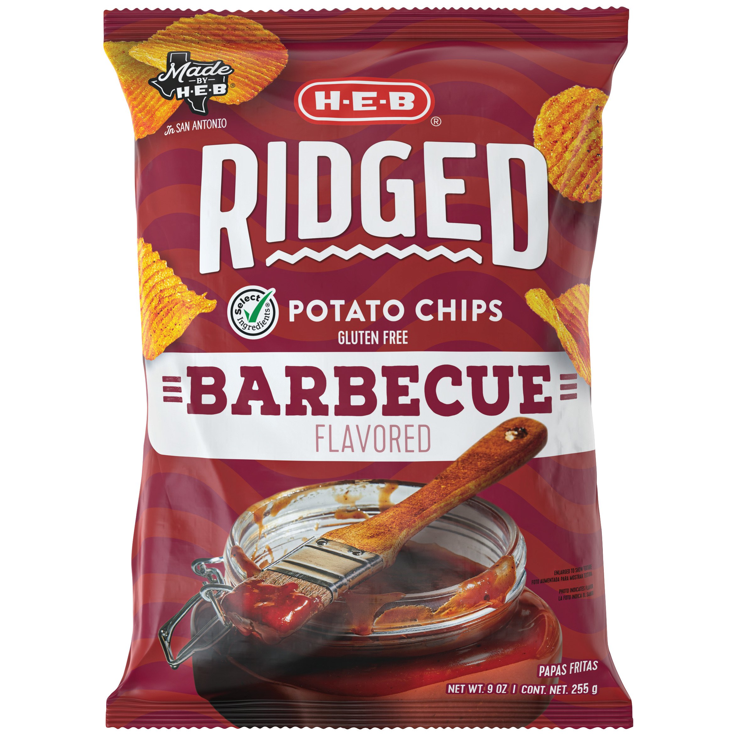 H-E-B Select Ingredients Ridged Barbecue Potato Chips - Shop Snacks ...