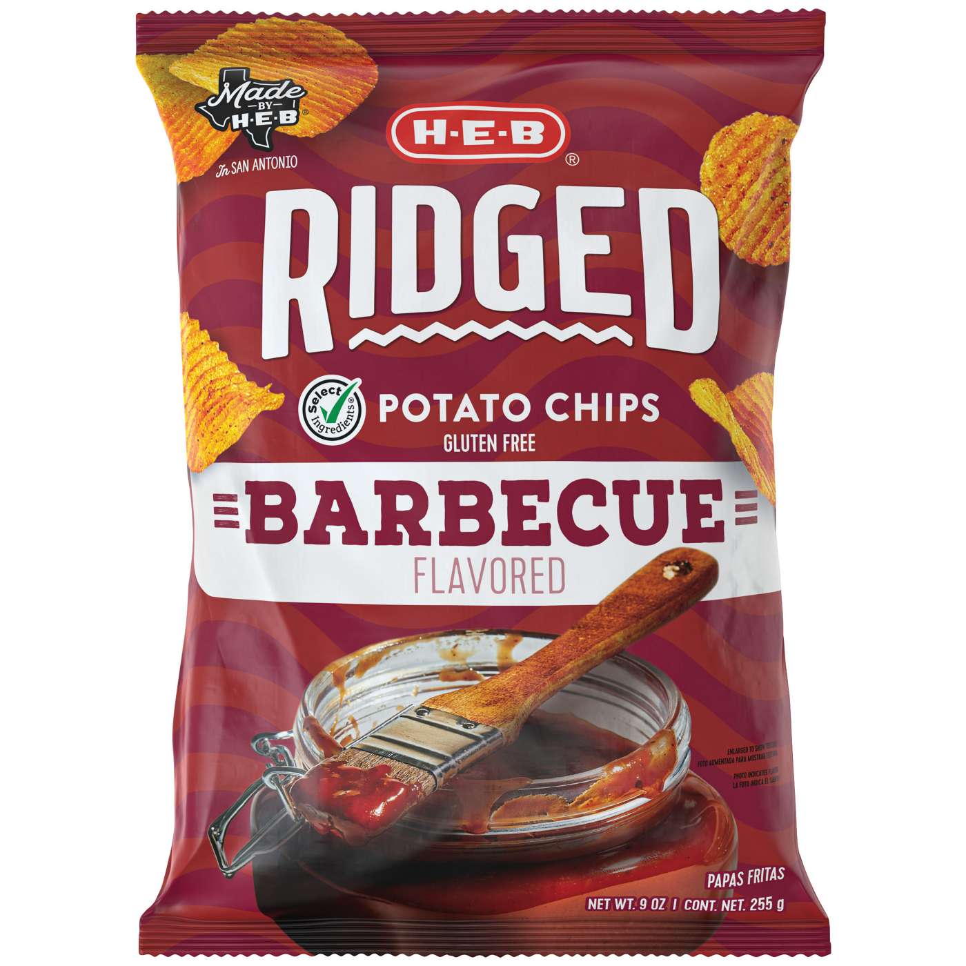 H-E-B Ridged Potato Chips - Barbecue; image 1 of 2