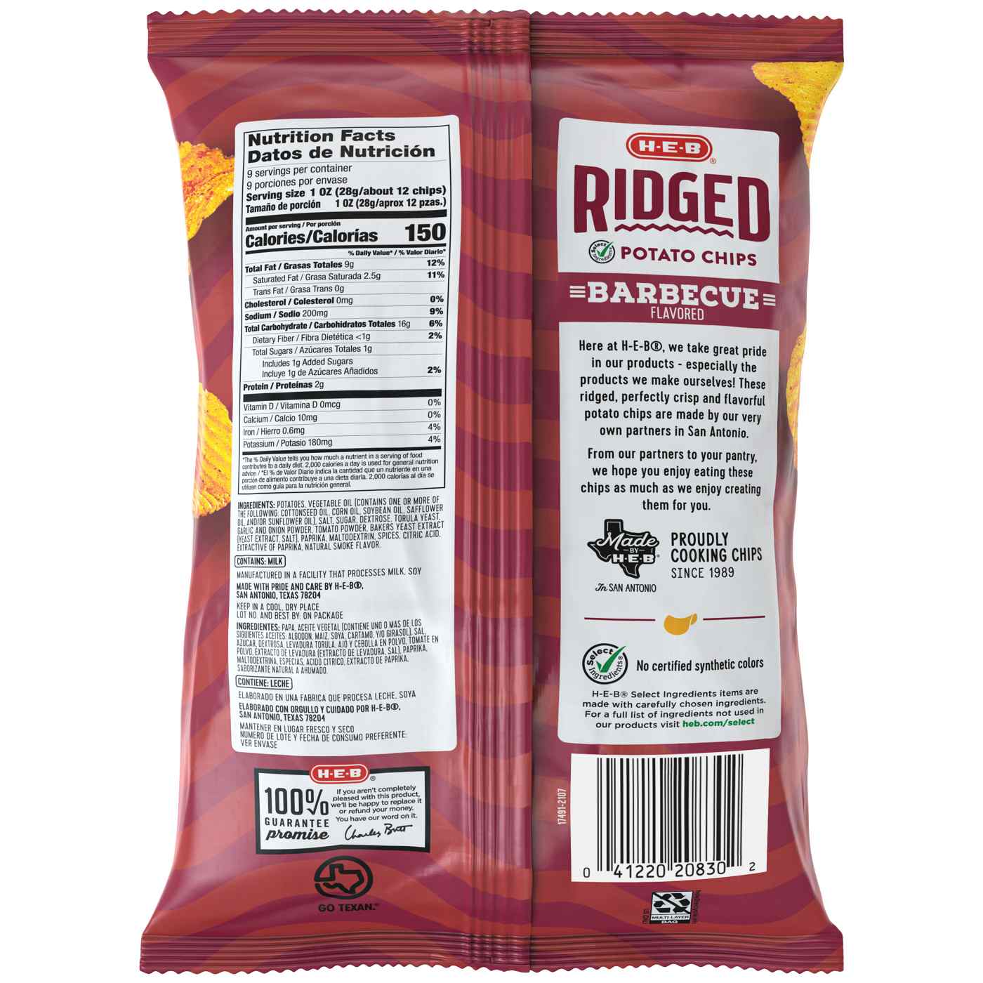 H-E-B Ridged Potato Chips - Barbecue; image 2 of 2