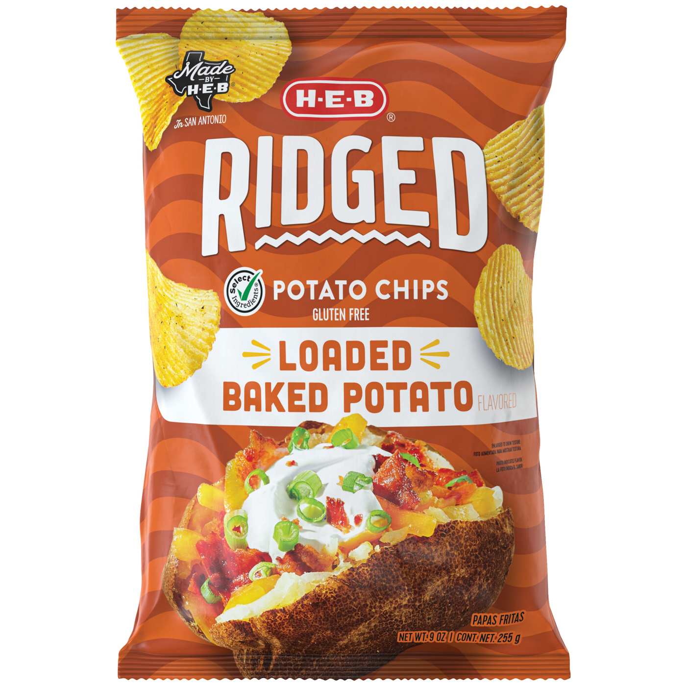 H-E-B Ridged Potato Chips – Loaded Baked Potato; image 1 of 2