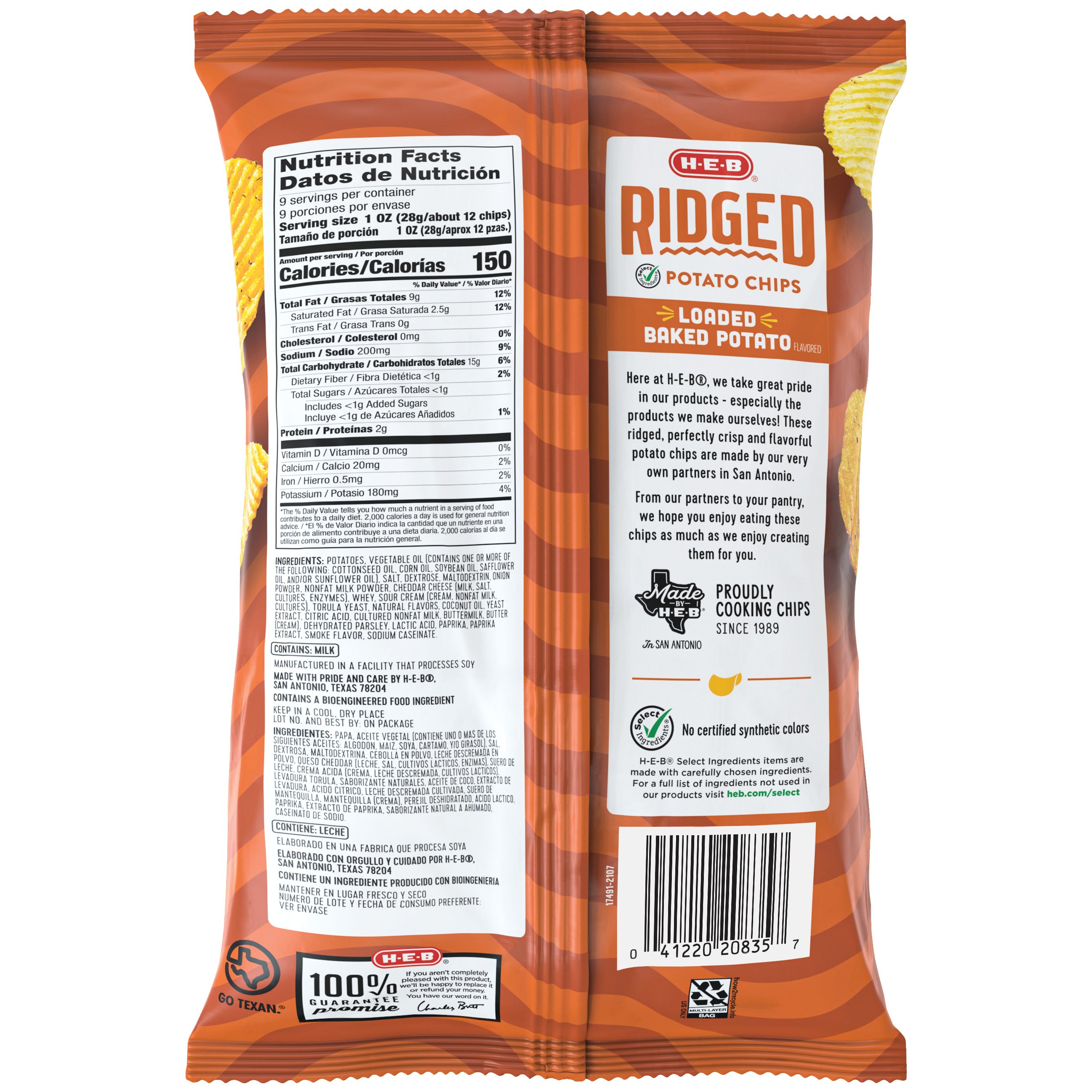 H-E-B Ridged Potato Chips – Loaded Baked Potato - Shop Chips At H-E-B