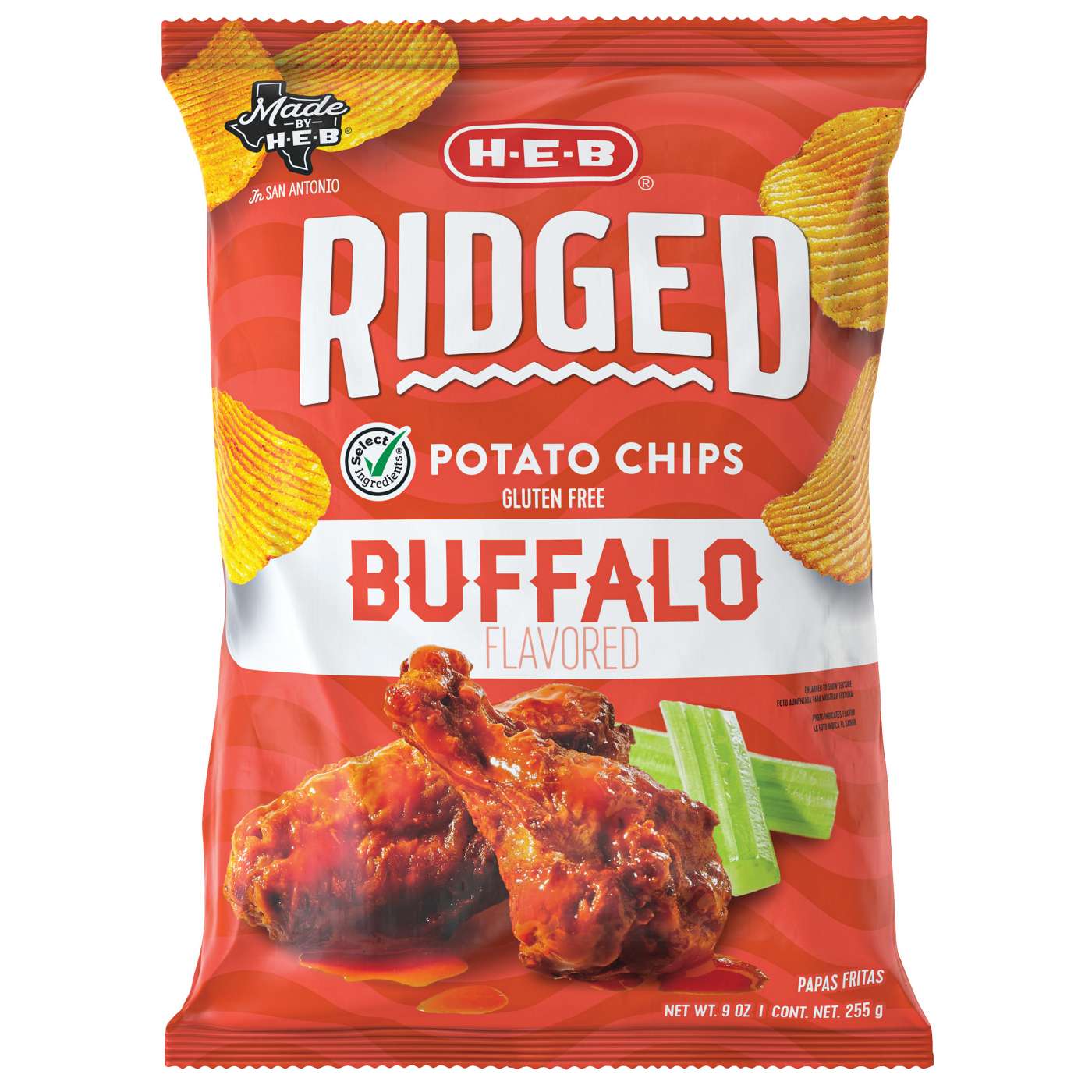 H-E-B Ridged Potato Chips - Buffalo Flavored; image 1 of 3
