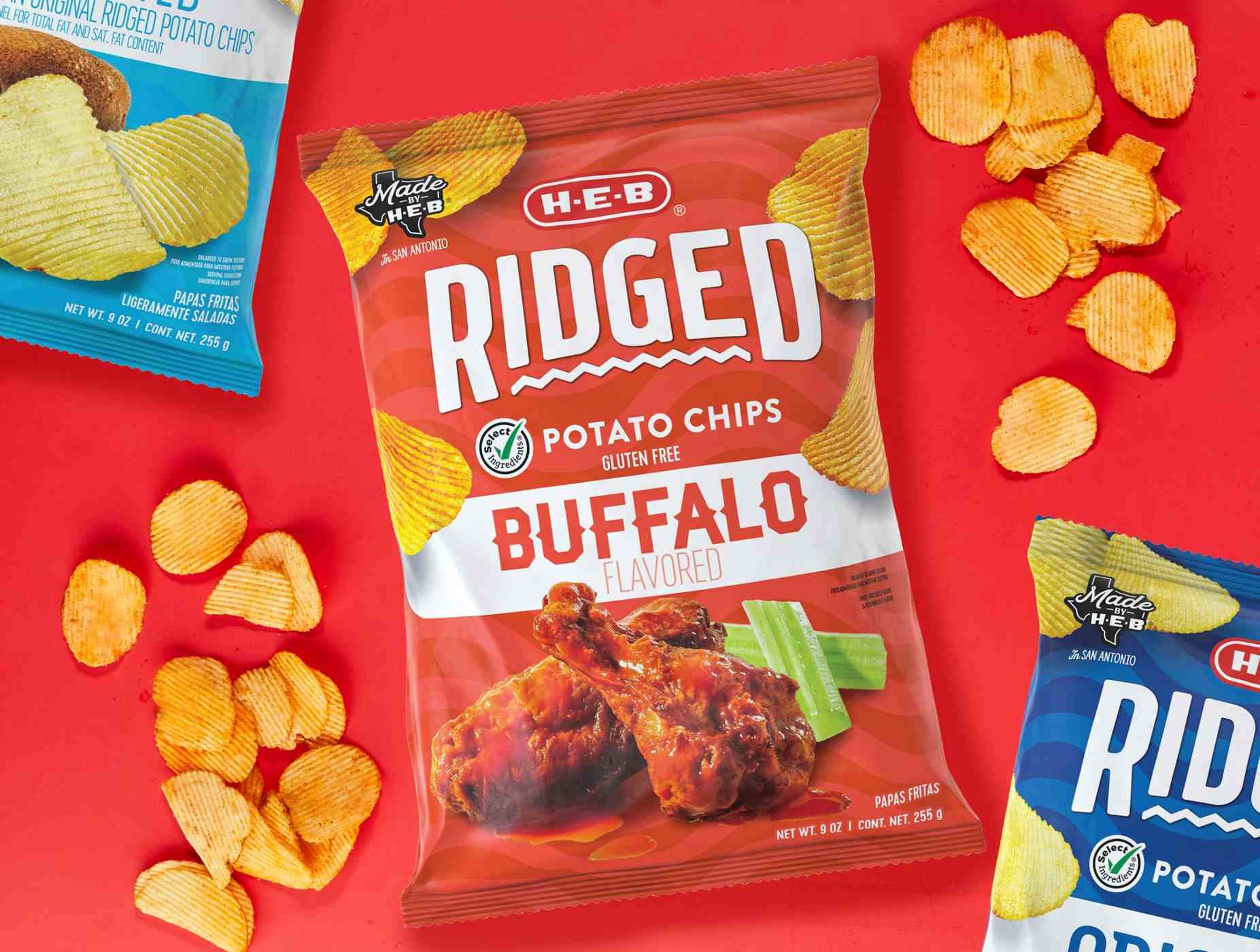 H-E-B Ridged Potato Chips - Buffalo Flavored; image 2 of 3
