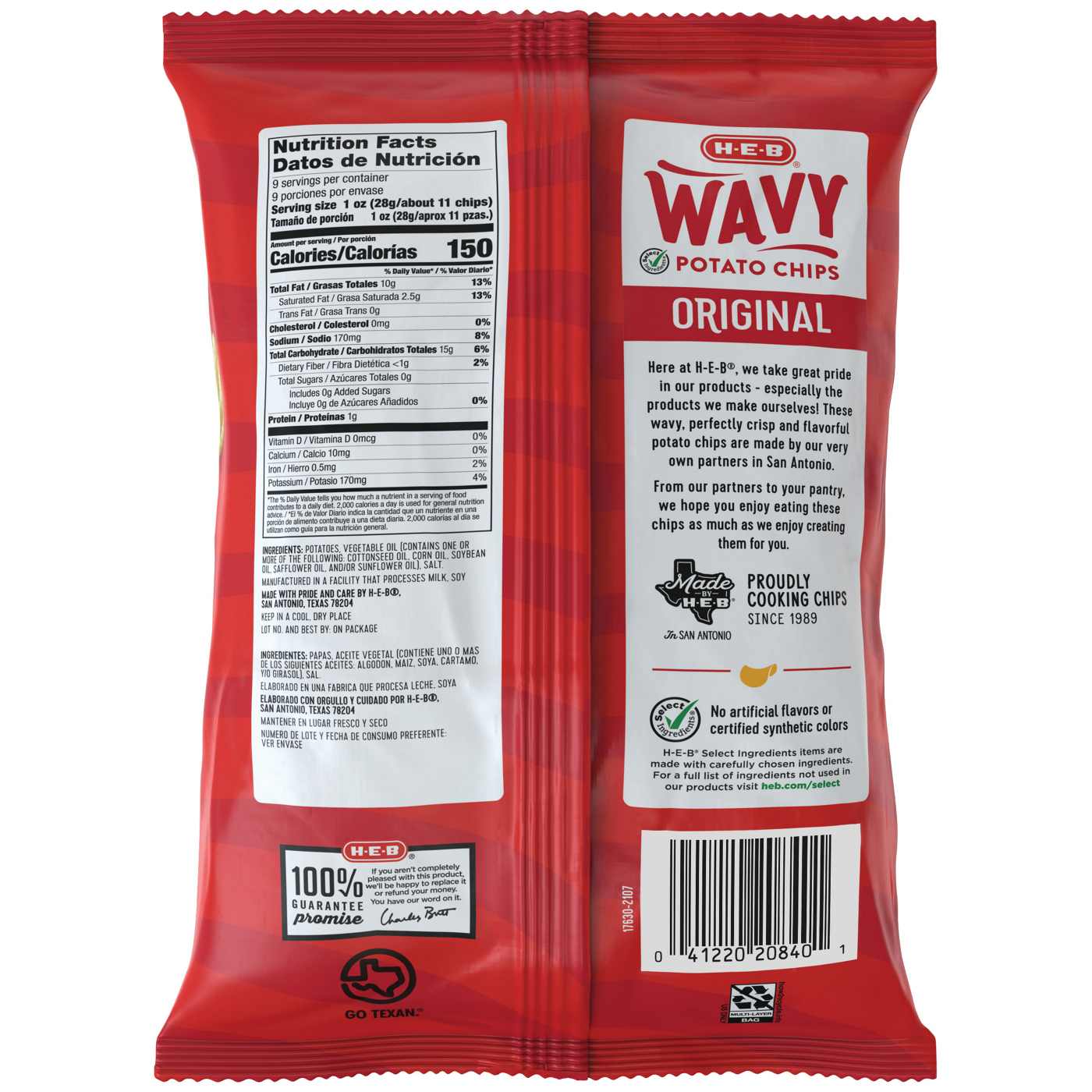 H-E-B Wavy Potato Chips - Original; image 2 of 2