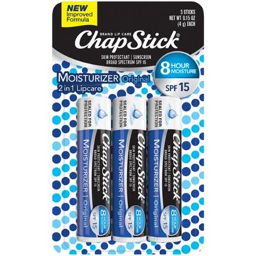 ChapStick Moisturizer 2 in 1 Lip Balm - SPF 15, 3 pk