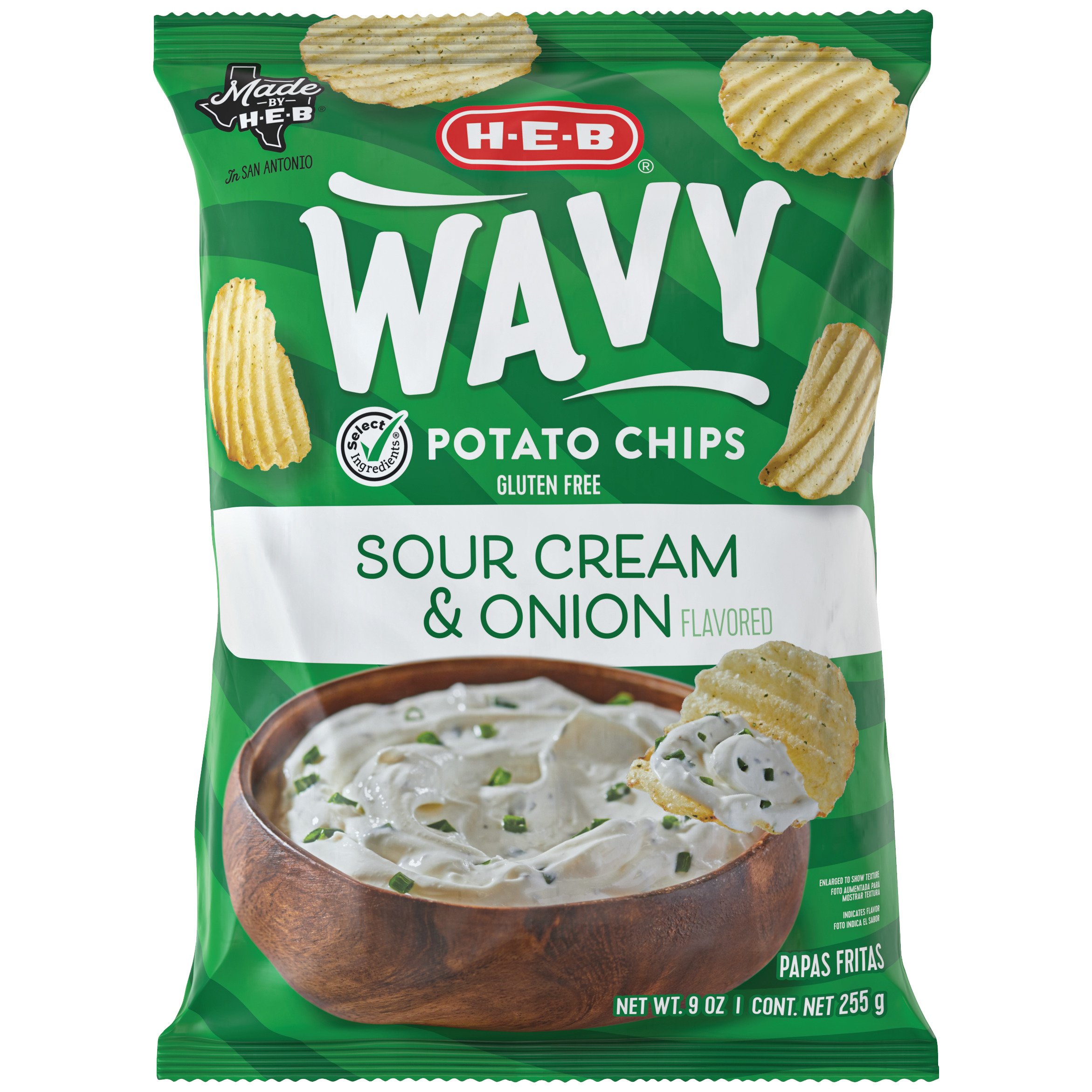 HEB Select Ingredients Wavy Sour Cream & Onion Potato Chips Shop