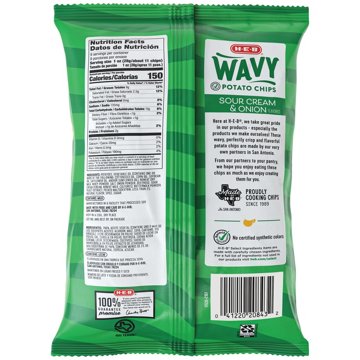 H-E-B Wavy Potato Chips - Sour Cream & Onion, 9 oz