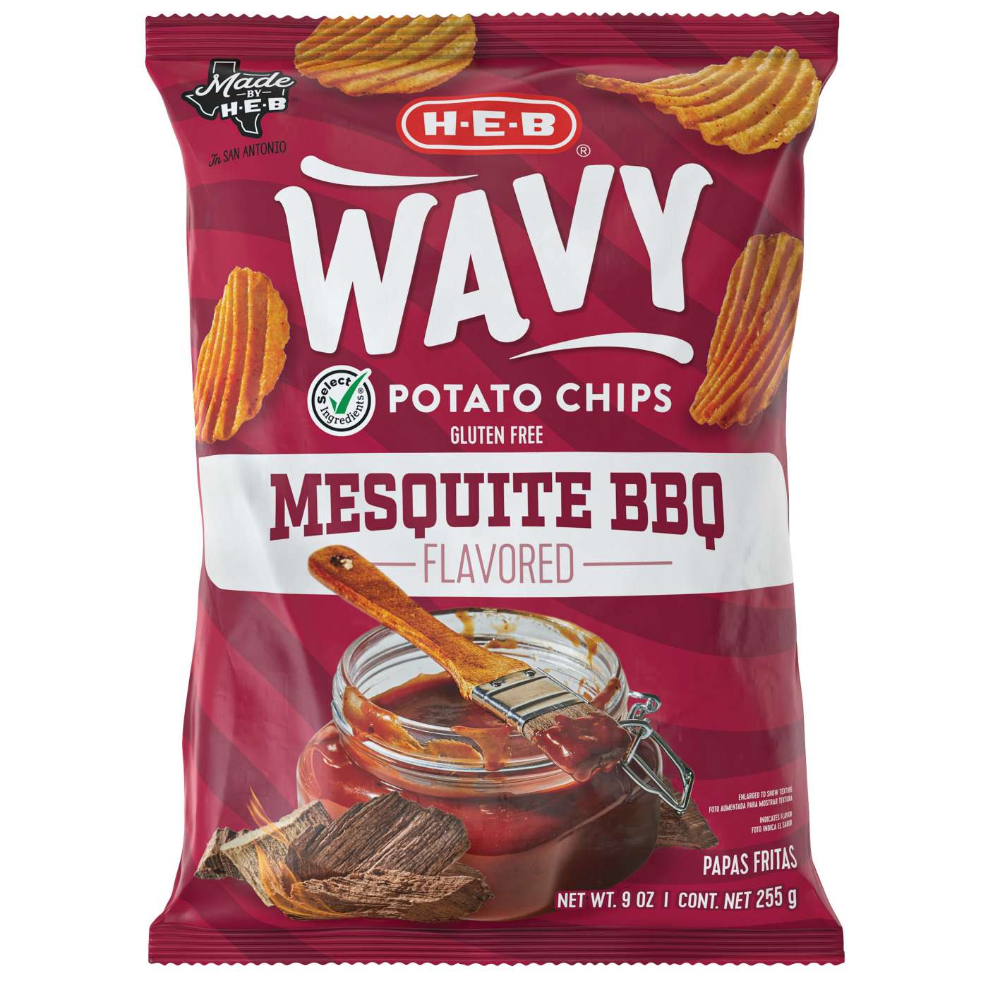 H-E-B Wavy Potato Chips - Mesquite BBQ; image 1 of 3