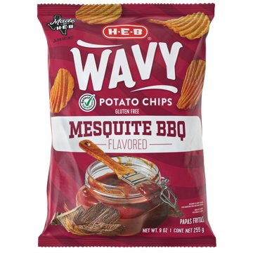 H-E-B Wavy Potato Chips - Mesquite BBQ, 9 oz