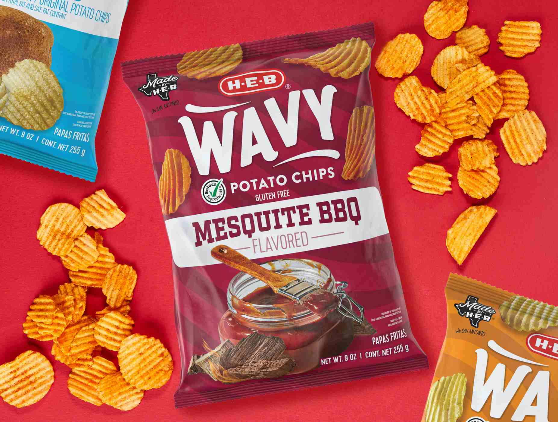 H-E-B Wavy Potato Chips - Mesquite BBQ; image 2 of 3