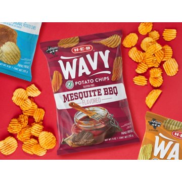 H-E-B Wavy Potato Chips - Mesquite BBQ, 9 oz