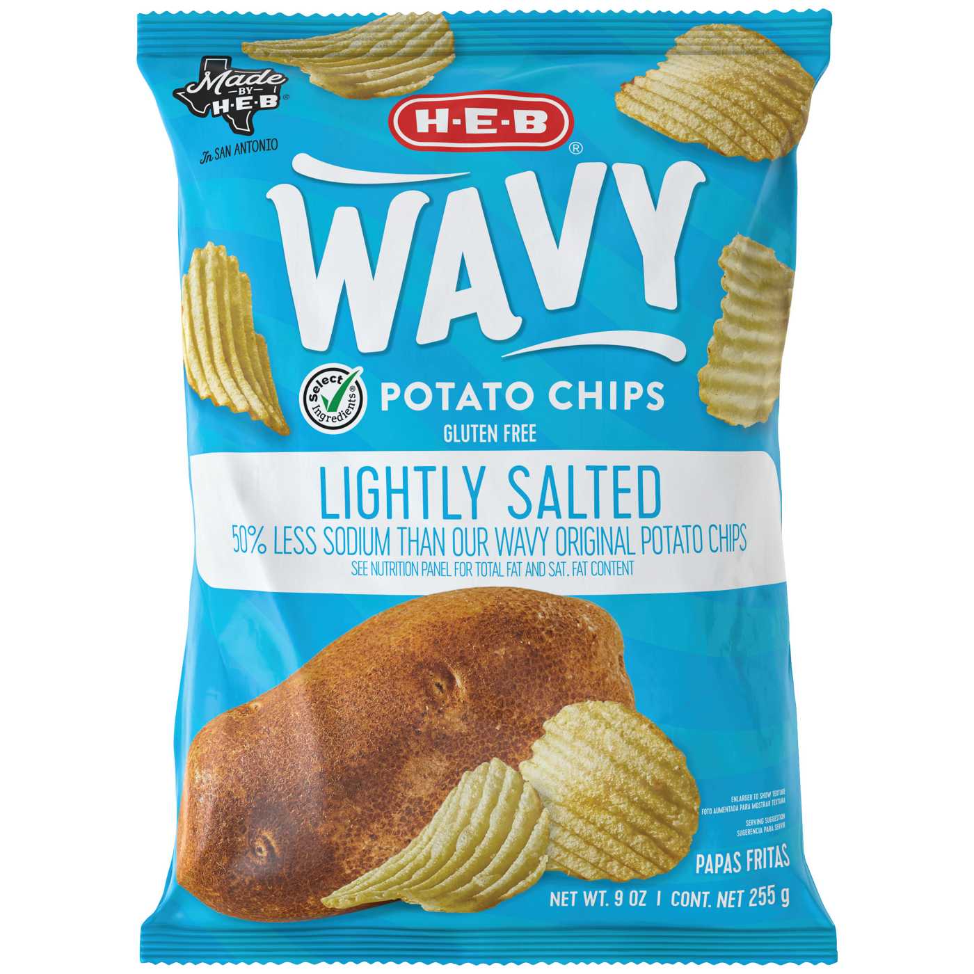 H-E-B Wavy Potato Chips - Lightly Salted; image 1 of 3