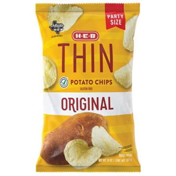 H-E-B Thin Potato Chips - Original, Party Size, 14 oz