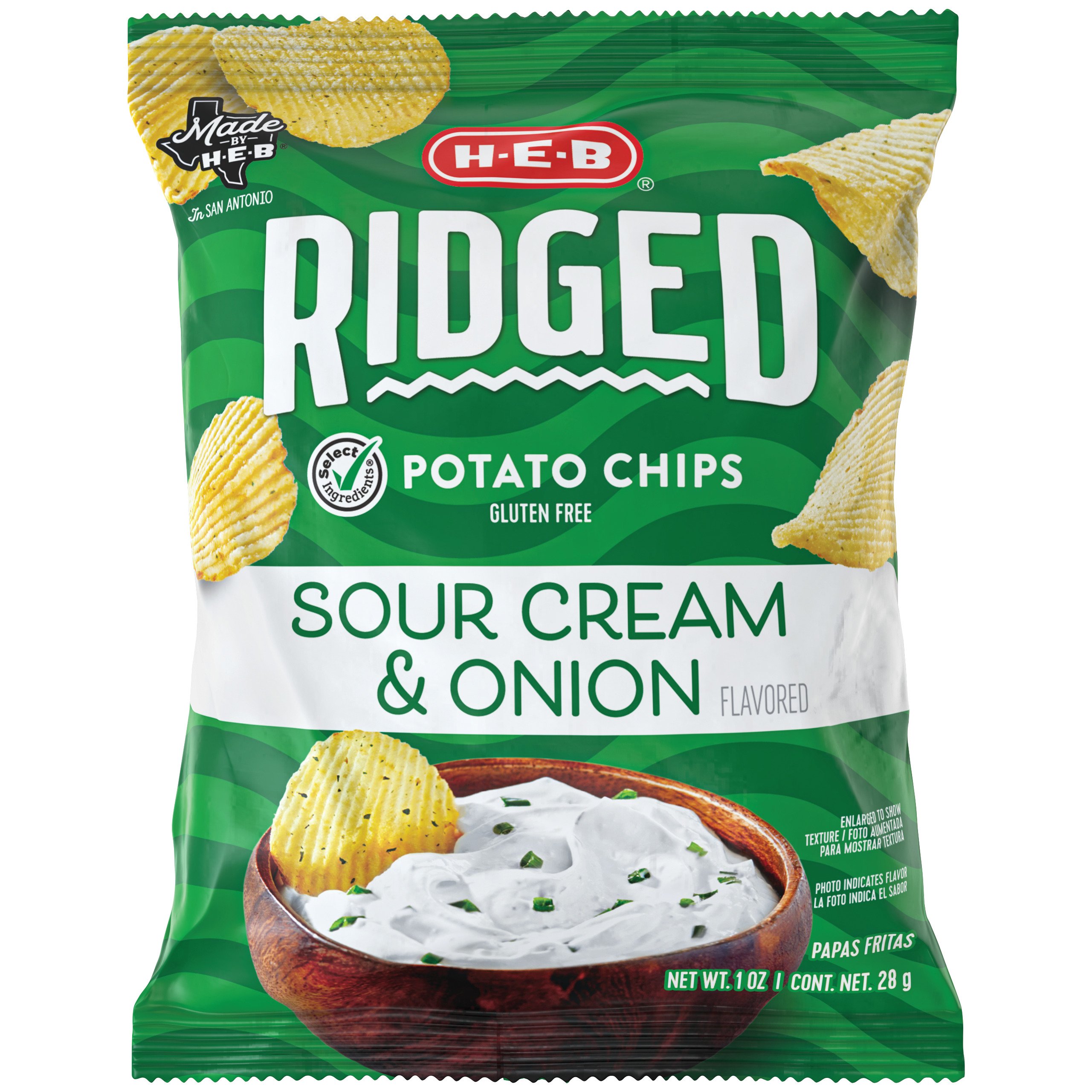 HEB Ridged Sour Cream & Onion Potato Chips Shop Chips at HEB