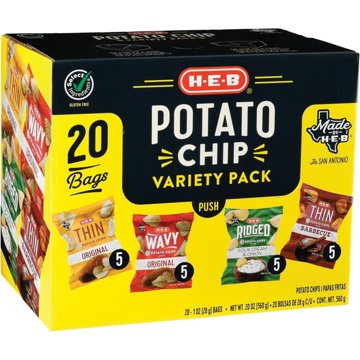 H-E-B Potato Chips Variety Pack 1 oz Bags, 20 ct