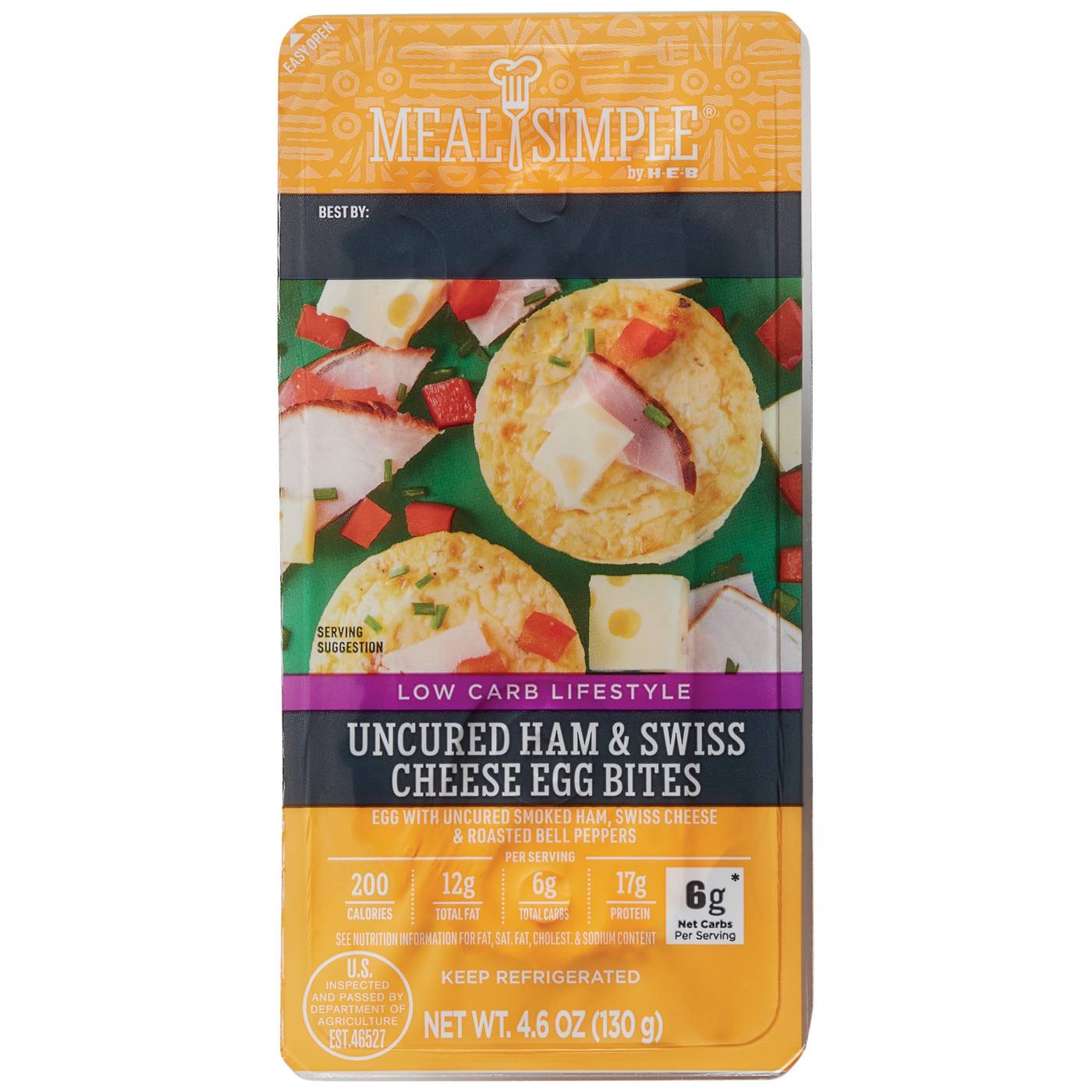 Meal Simple by H-E-B Low Carb Lifestyle Egg Bites - Uncured Ham & Swiss; image 1 of 3