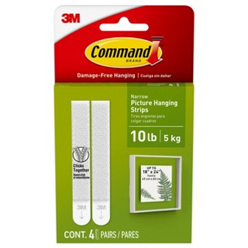 Command Narrow Picture Hanging Strips - White, 4 pk
