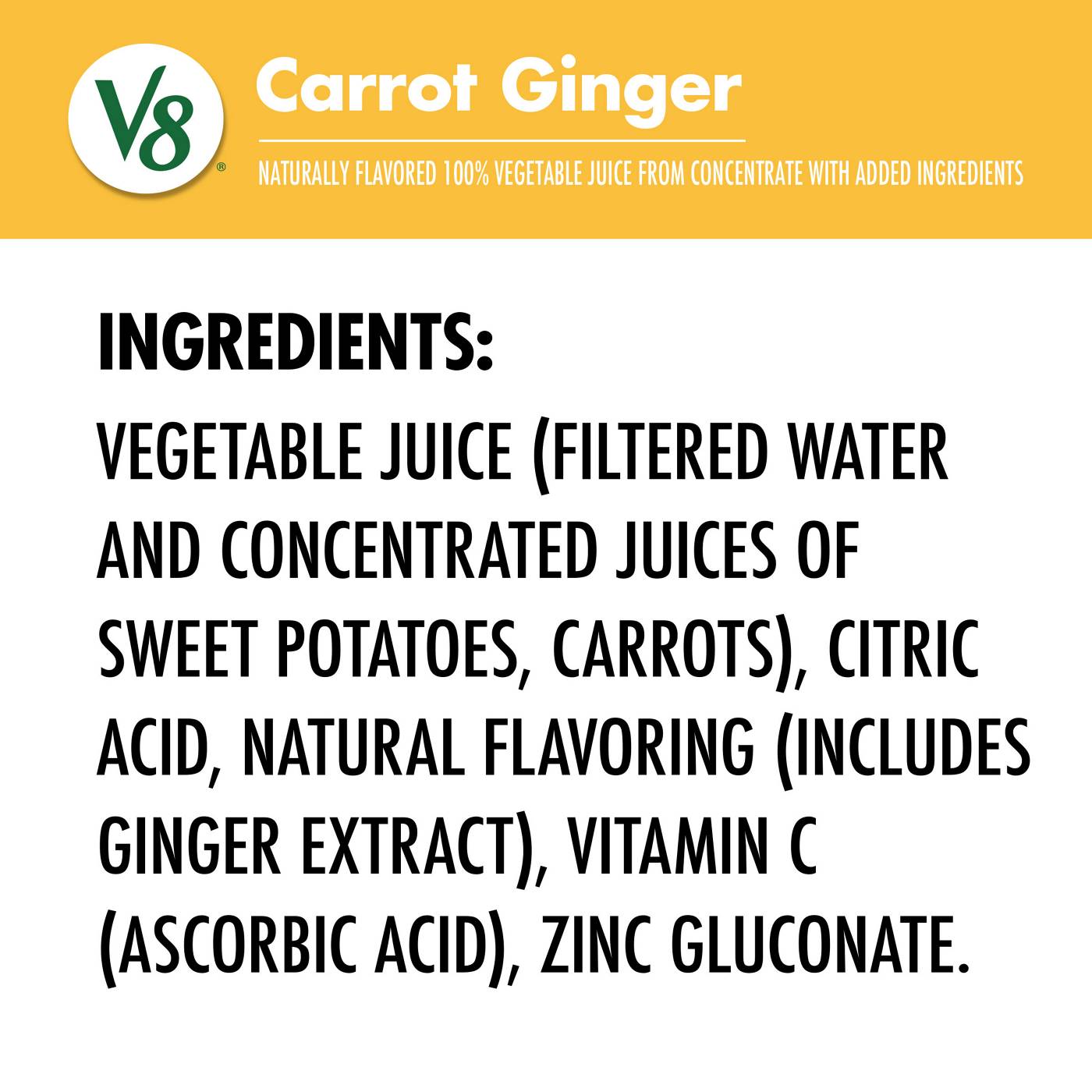 V8 Carrot Ginger 100% Vegetable Juice; image 7 of 8