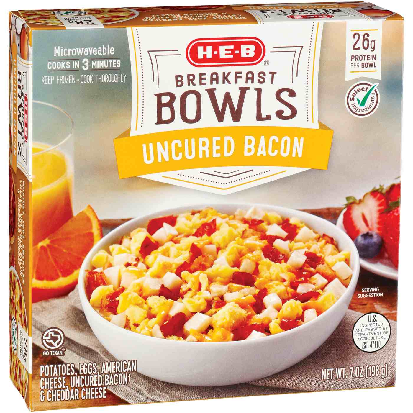 HEB Frozen Breakfast Bowl Uncured Bacon Shop Entrees & sides at HEB