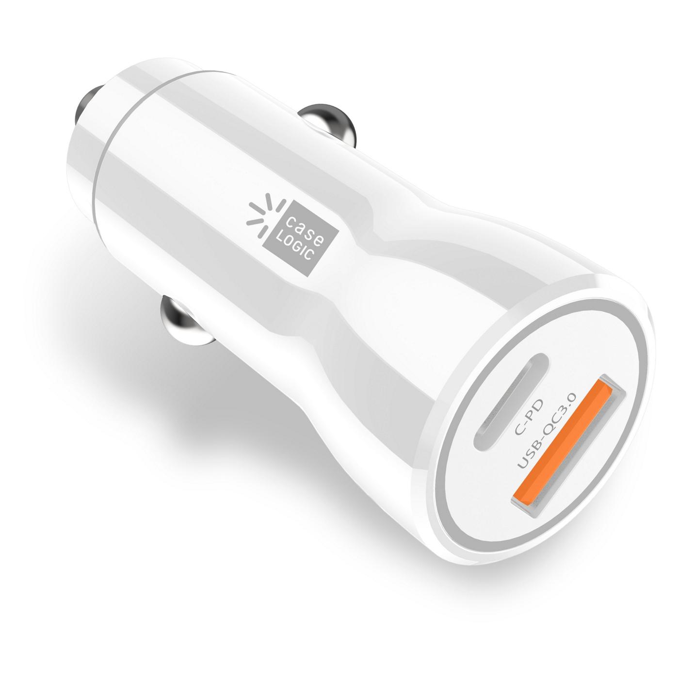 Case Logic White Quick Charge USB-A & USB-C Car Charger; image 2 of 2