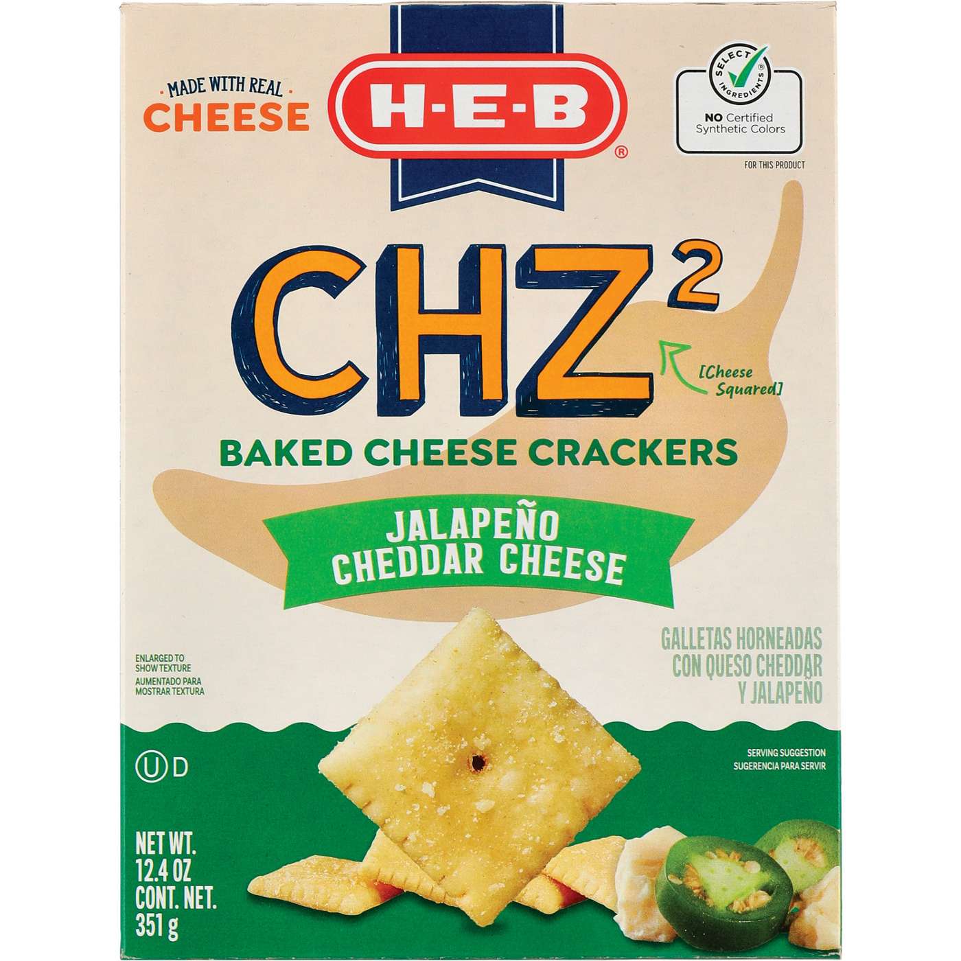 H-E-B CHZ2 Baked Cheese Crackers - Jalapeno Cheddar Cheese; image 1 of 2