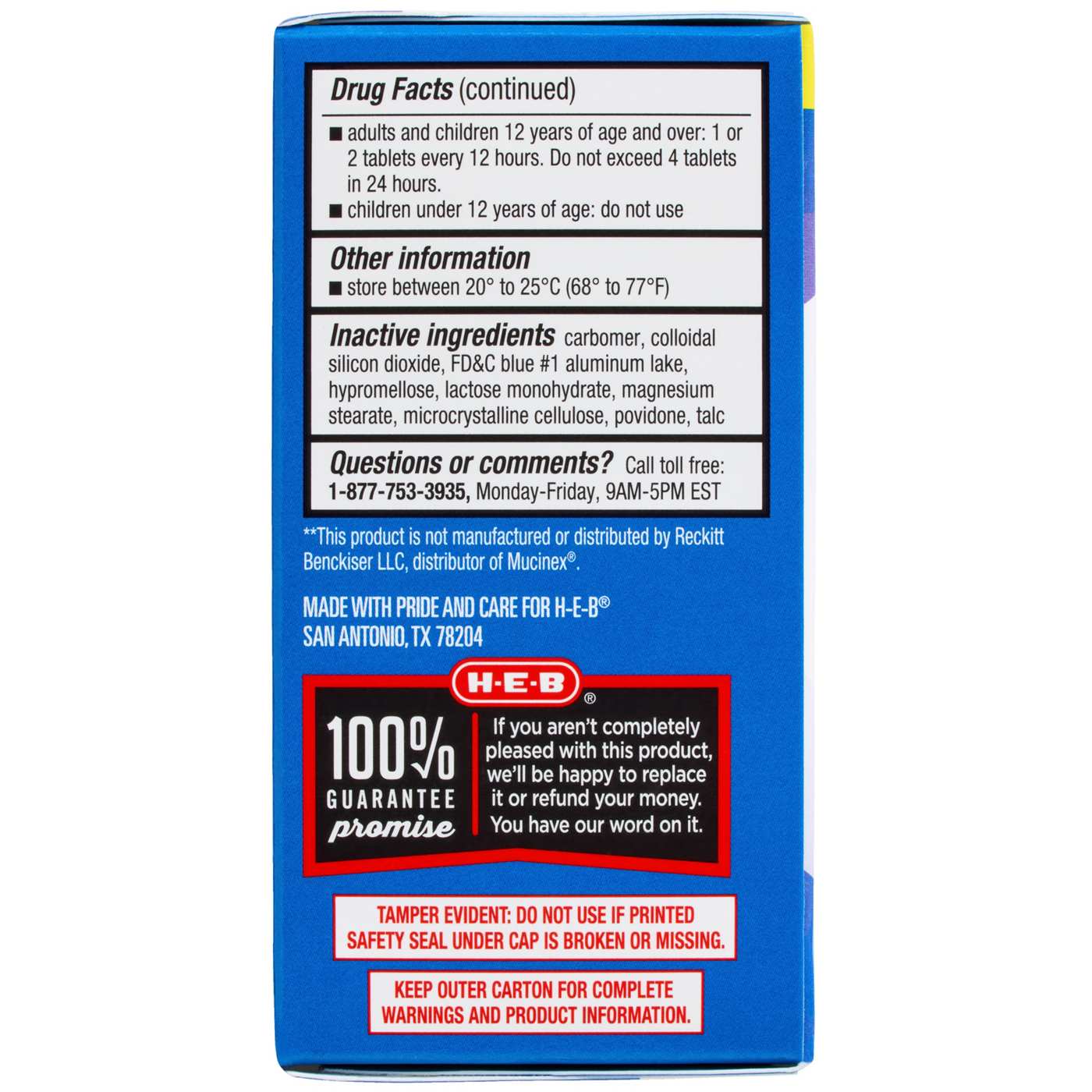 H-E-B Mucus Relief Expectorant Extended-Release Tablets; image 3 of 5