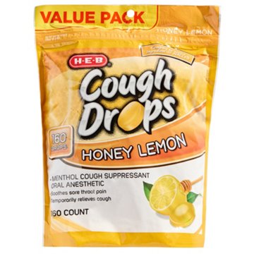 H-E-B Cough & Throat Relief Drops Value Pack - Honey Lemon, 160 ct