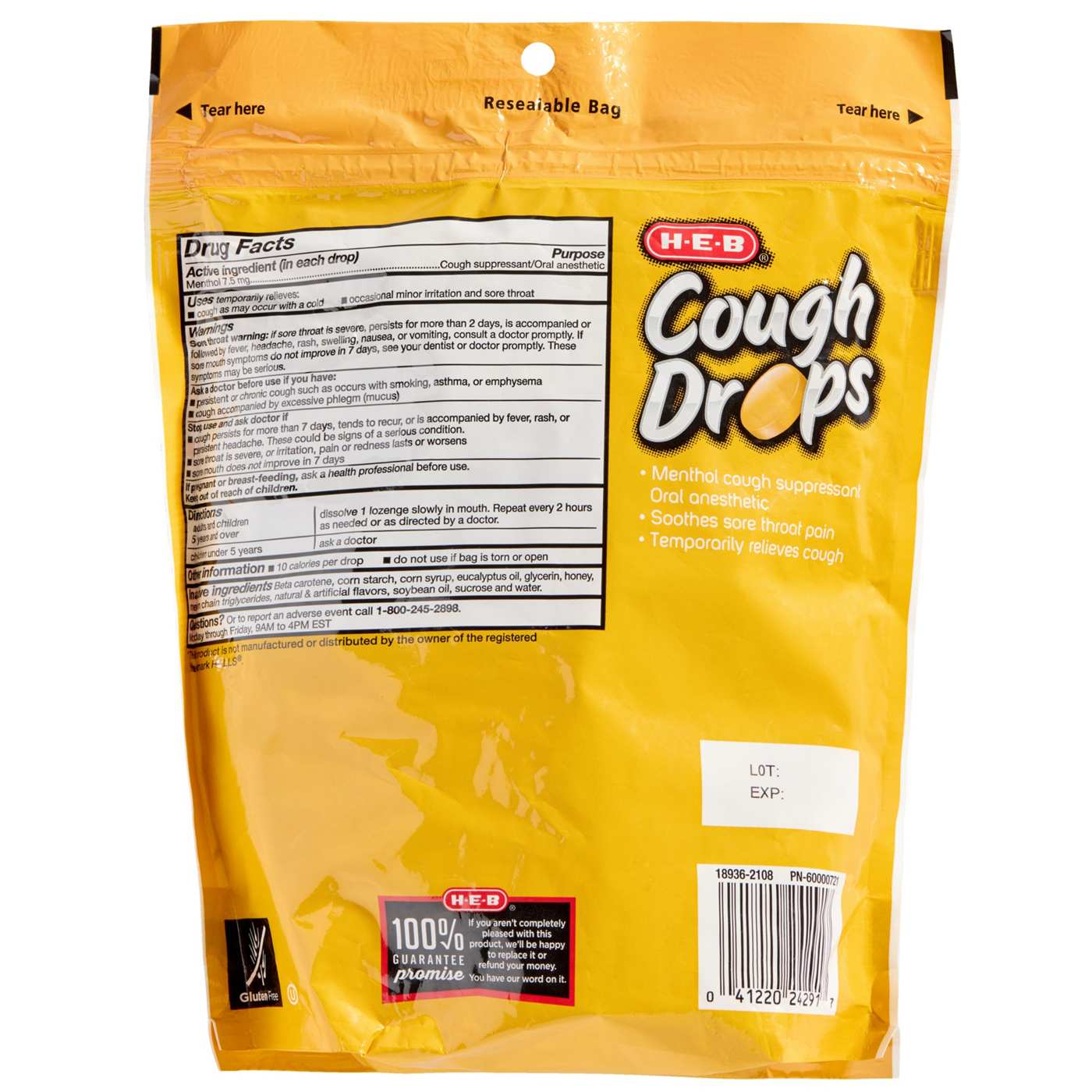 H-E-B Cough & Throat Relief Drops Value Pack - Honey Lemon; image 2 of 2