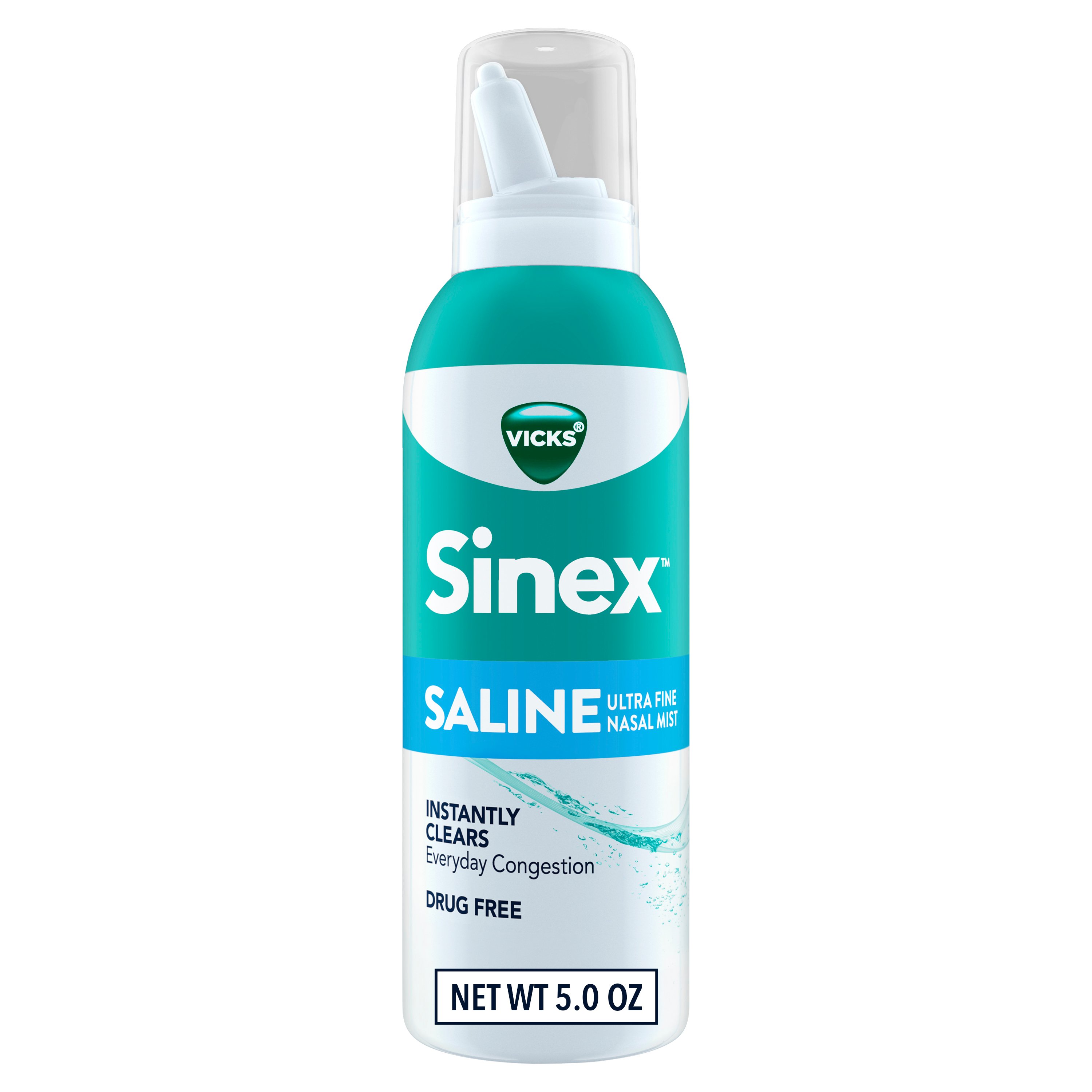 Vicks Sinex SALINE Nasal Spray, Ultra Fine Mist, Clear Everyday Sinus Congestion Fast, 5 oz