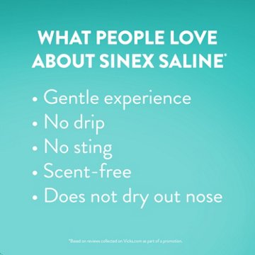 Vicks Sinex SALINE Nasal Spray, Ultra Fine Mist, Clear Everyday Sinus Congestion Fast